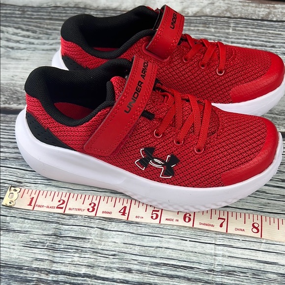 Under Armour Kids UA BPS Surge 4 AC Sneakers - Red/White (Size 12K) - Picture 9 of 11
